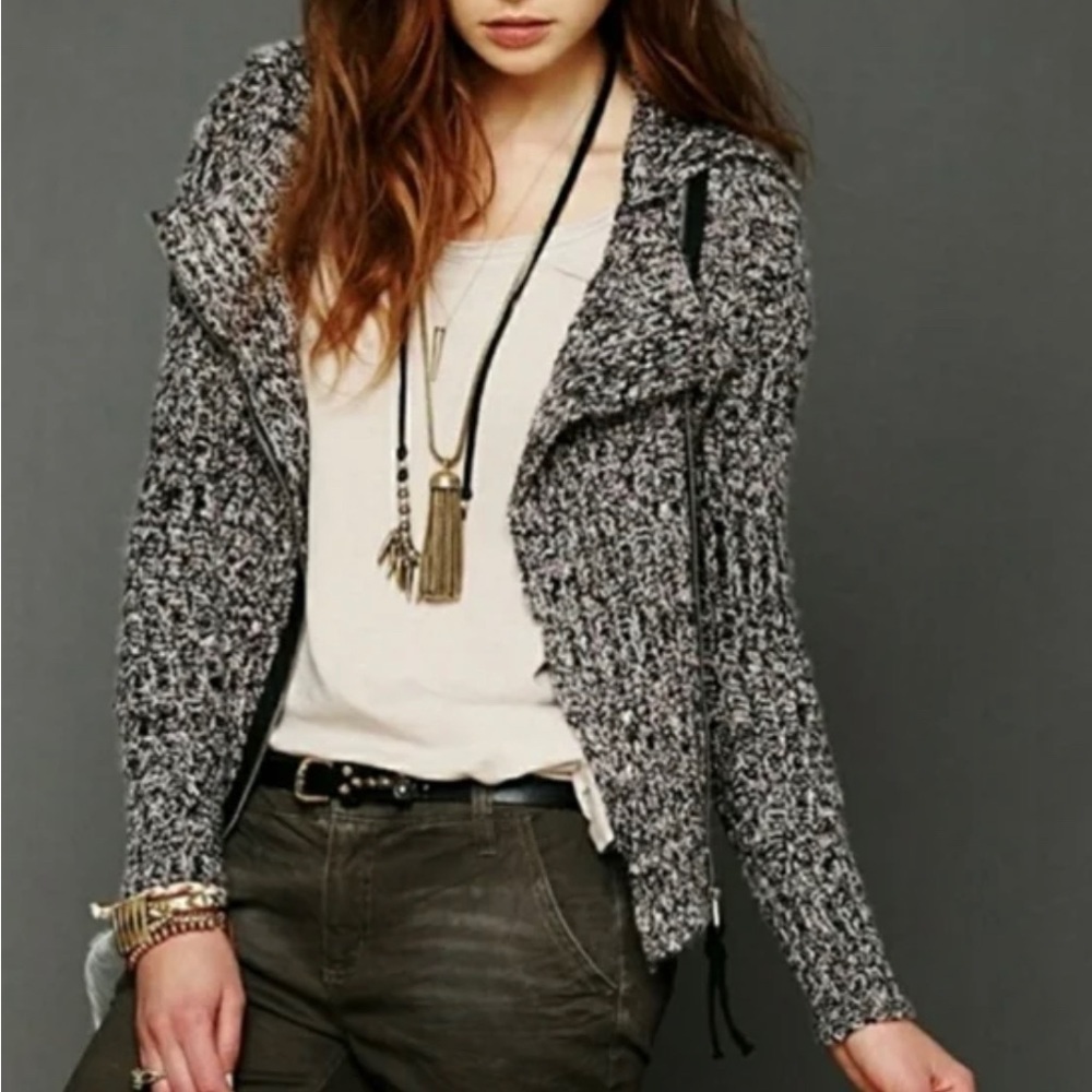 Free People Asymmetric Zip Sweater Jacket